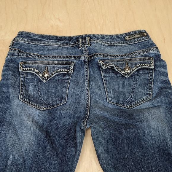 Express, Thick Stitch, Distressed, Boot Cut Jeans, Women's (12R) - Picture 9 of 12